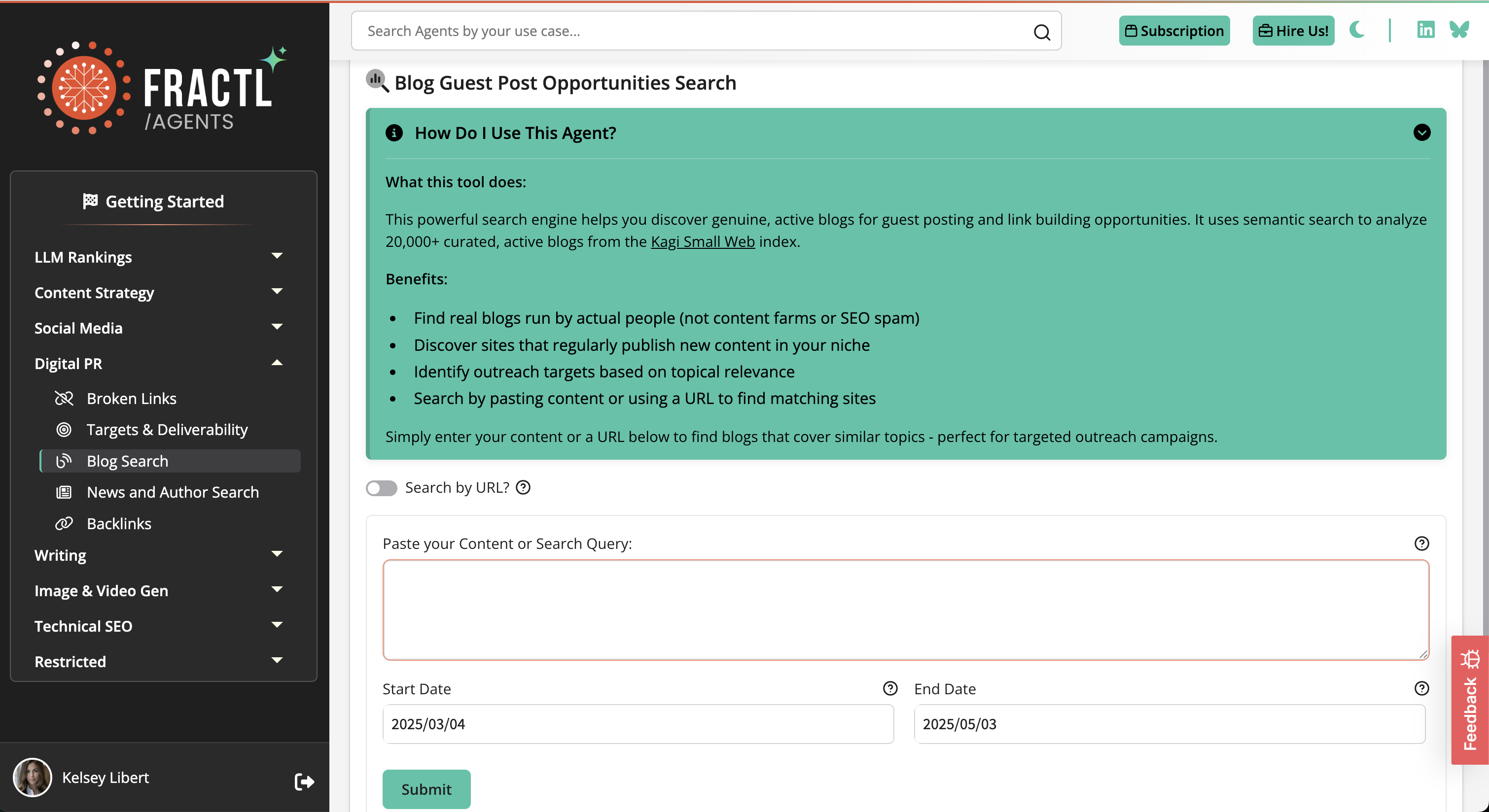 Blog Search Agent Interface